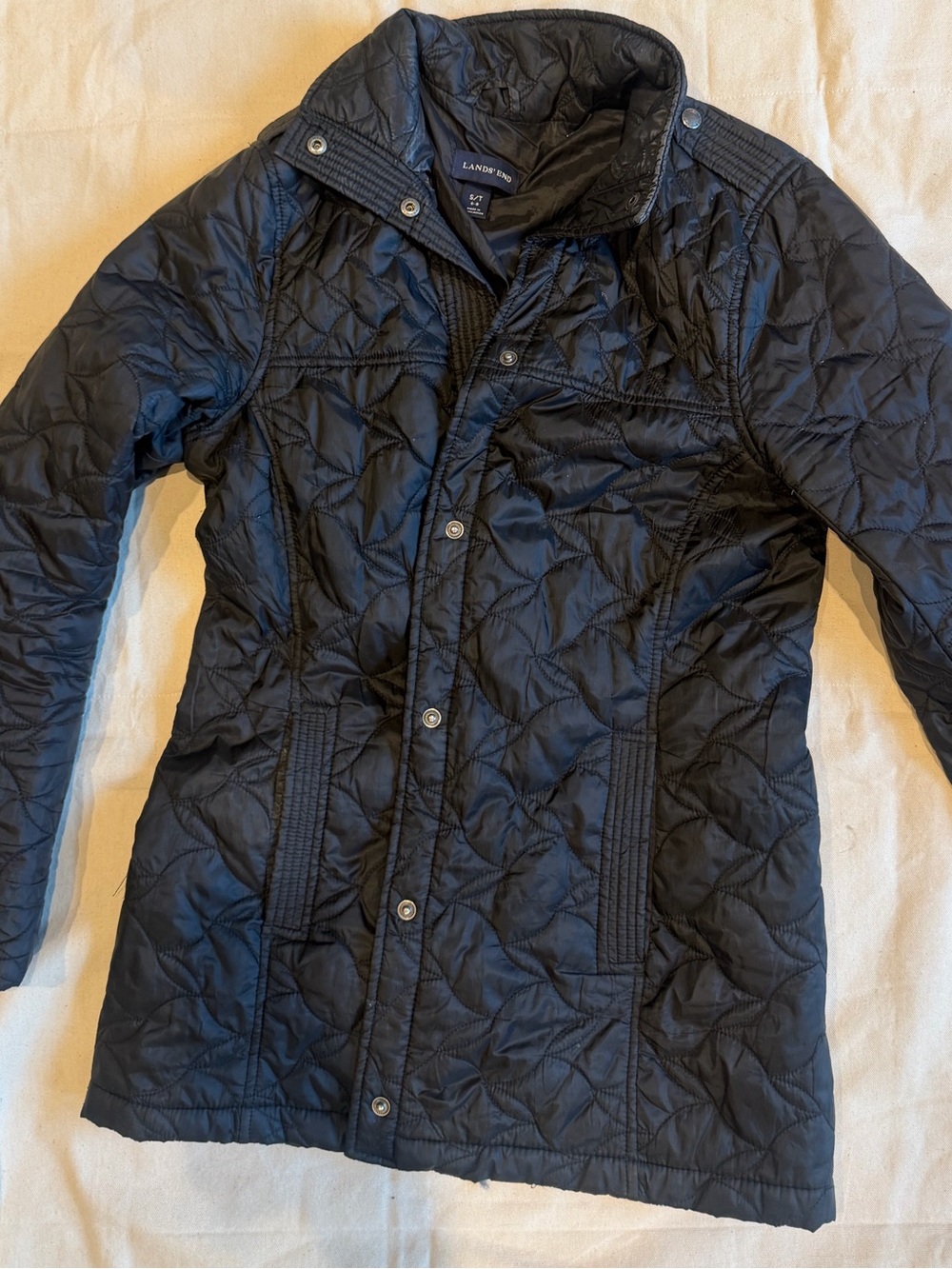 Lands' End S Tall Black Quilted Jacket